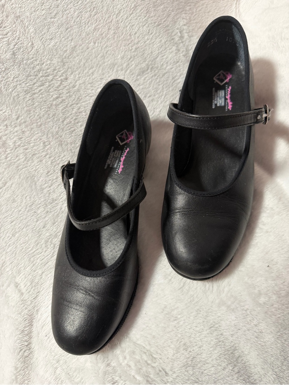 Women's Black Mary Jane Flats with Adjustable Strap